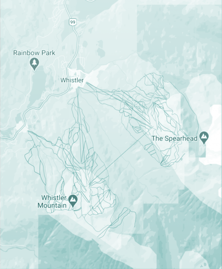 Decorative map showing the area around Whistler, BC, Canada